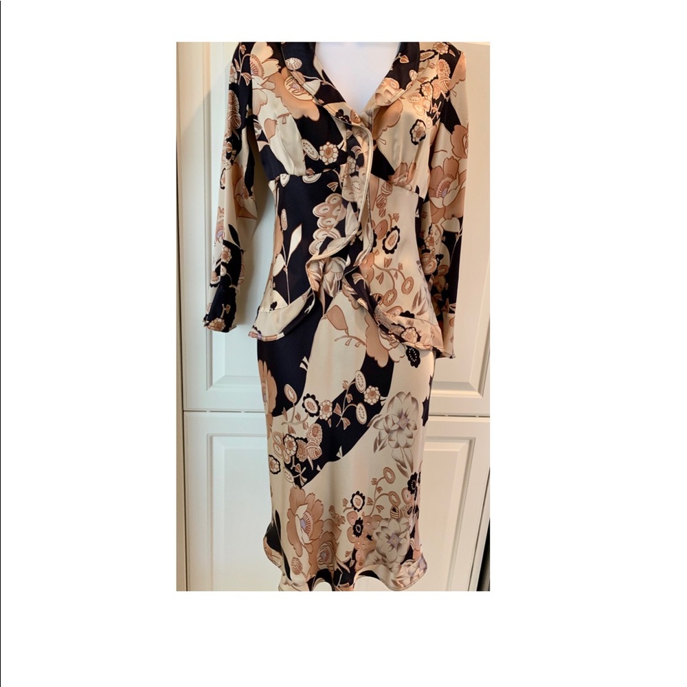 Etro Black and Tan Silk Patterned Dress